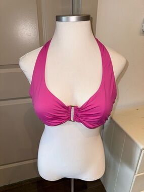 💖 Tommy Bahama Hot Pink Halter Swim Top Underwire Support XL